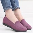 thumbnail image 5 of XIMIN Women's Knitted Flat Simple Solid Color Slip On Shoes Round Toe Lightweight Comfortable Loafers Footwear Casual Breathable Mesh Walking Shoes, 5 of 8