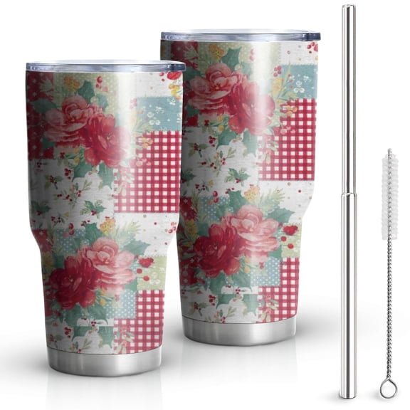 30oz Pioneer Flower Tumblers Stainless Steel Tumbler with Lid and Straw,Vacuum Insulated Double Wall Travel Tumbler Cups Mug with Cleaning Brush for Coffee,Tea