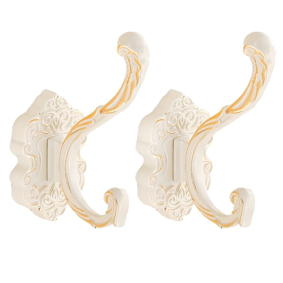 2-Pack Decorative Wall Hooks in Rustic Vintage Style: Aluminum Heavy Duty for Hanging Coats, Purse & Clothes in Hallway, Bathroom - Crown Theme