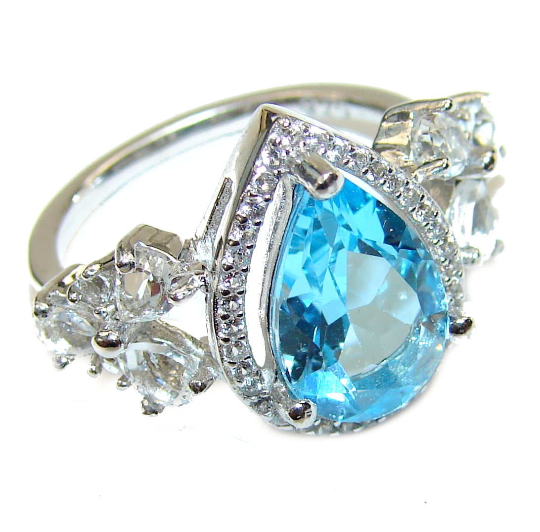 Trillion Blue Topaz 925 Sterling Silver Artisan Handmade Ring