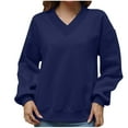thumbnail image 2 of Xcmzpl Womens Sweatshirts Basic Solid Color V Neck Sweatshirt Trendy Sweater Tops Comfort Long Sleeve T-shirts Winter Fashion, 2 of 8