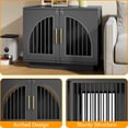 thumbnail image 4 of ModFurne Dog Crate Furniture End Table, 31.5" Wooden Dog Kennel with Double Arched Doors & 4 Lock Latches, Sturdy Iron Bar Dog Cage, Decorative Pet Crate for Medium/Small Dogs, Black, 4 of 8
