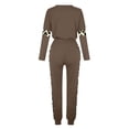 thumbnail image 5 of Eryao 2 Piece Outfits for Women Leopard Patchwork Lounge Sets Long Sleeve Pullover Tops and Drawstring Jogger Pants Matching Sweatsuits with Pockets,Coffee,L, 5 of 8