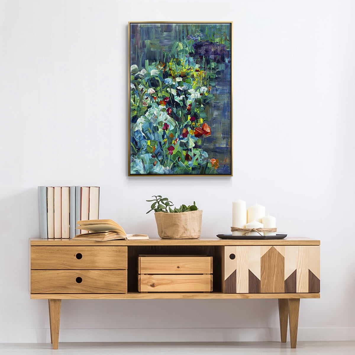 Lots of Love in the Garden Framed Premium Gallery Wrapped Canvas - Ready to Hang - 25 x 37 - Gold Floating Frame