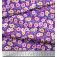 thumbnail image 3 of Soimoi Purple Cotton Duck Fabric Leaves & Floral Watercolor Fabric Prints by Yard 42 Inch Wide, 3 of 3