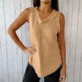 thumbnail image 4 of RKSTN Plus Size Tops for Women Sleeveless Cotton Linen Tank Top Solid Color Crew Neck Ripped Edges Spring Summer Travel Breathable Comfort Flowy Shirt Tops, 4 of 9