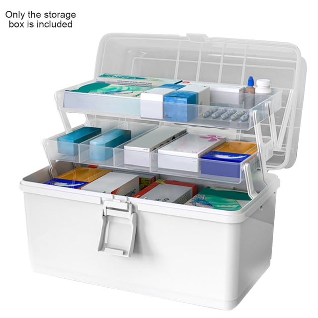 Caja de almacenamiento de pastillas, 3 capas, gran capacidad, estuche de cosméticos para el hogar, organizador de artículos diversos de plástico, estilo realzado, color blanco Speravity HA004344-02B