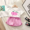 thumbnail image 2 of XZNPDUCQ Toddler Girls Dresses Outfits 1T 2T 3T 4T 5T 6T Toddler Girls Summer Clothes 5T Girls Sunflower Fly Sleeve T-shirt Denim Shorts 2PCs Set Dailywear Pink，12-18 Months, 2 of 4
