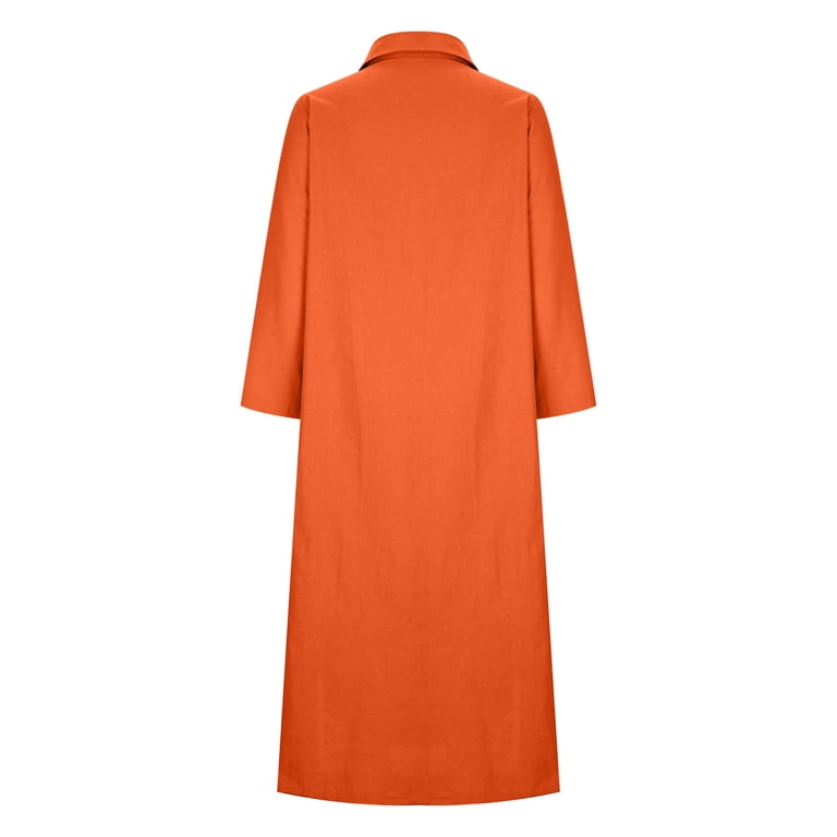 Women's Long Sleeve Button Down Shirt Dress Cotton Linen V Neck Loose Fit  Casual Shirt Dresses with Pockets Orange XL - Walmart.com