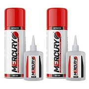 Mercury Instant Adhesive Super CA Glue (2 x 3.5 oz.) with Spray Adhesive Activator (2 x 13.5 fl oz.), 2 Pack