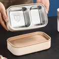 thumbnail image 3 of Caja Bento de Acero Inoxidable de Doble Capa para Microondas, Lonchera una Prueba de Fugas, Caja Bento Portátil para Acampar con Bolsa Aislante, 3 of 5