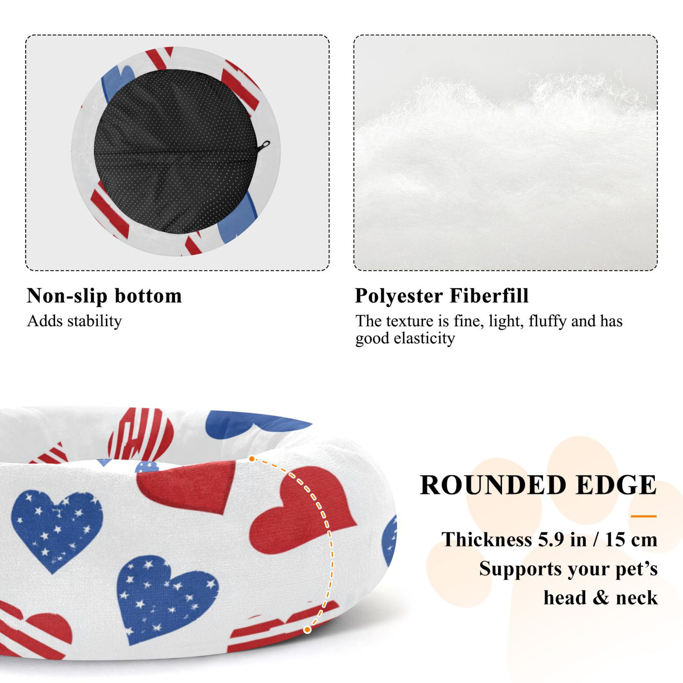 Pet Bed Pet Mat Cozy Removable & Washable Comfort For Cats And Dogs 2d Pattern Of Hearts