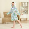 thumbnail image 4 of FORMRS Niños Bathrobe Unisex Hooded Robe Soft Plush Pajamas Sleepwear, Size 10-12T, Blue Floral, 4 of 7