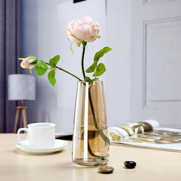 Jarrones de cristal para decoración de mesa, maceta transparente para plantas, arreglo Floral de lujo, florero estético para regalo, cafetería, sala Marrón Macarena Florero de flores