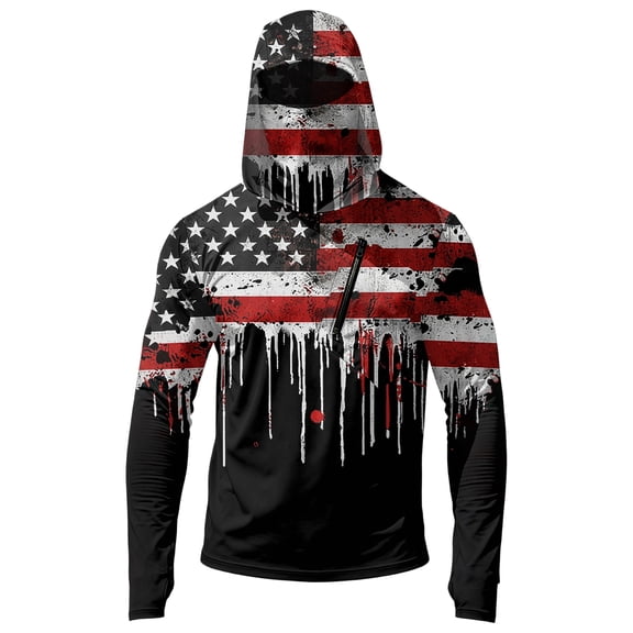 Men's UPF Sun Protection Hoodie Long Sleeve Rash Guard US Flag 1776-2026 Print Fishing Hiking Running Quick Dry Tops