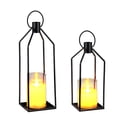 thumbnail image 3 of 12+15 Inch & 19+22 Inch LED Flameless Candle Lantern Set, Decorative Metal Lantern with Remote Control, Battery Operated Flickering Candle for Home Wedding Table Decor, French Gold or Sand Black, 3 of 7