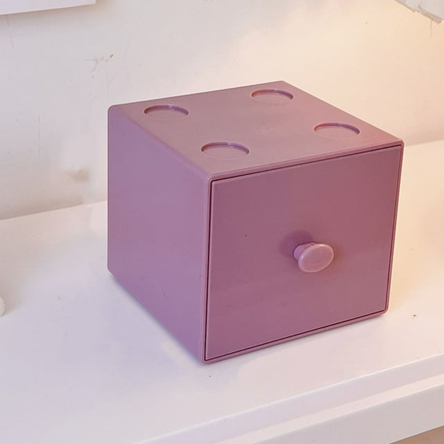 Desktop Storage Box, Plastic Square Desk Organizer For Home White,,Yellow,Green,Purple,Blue