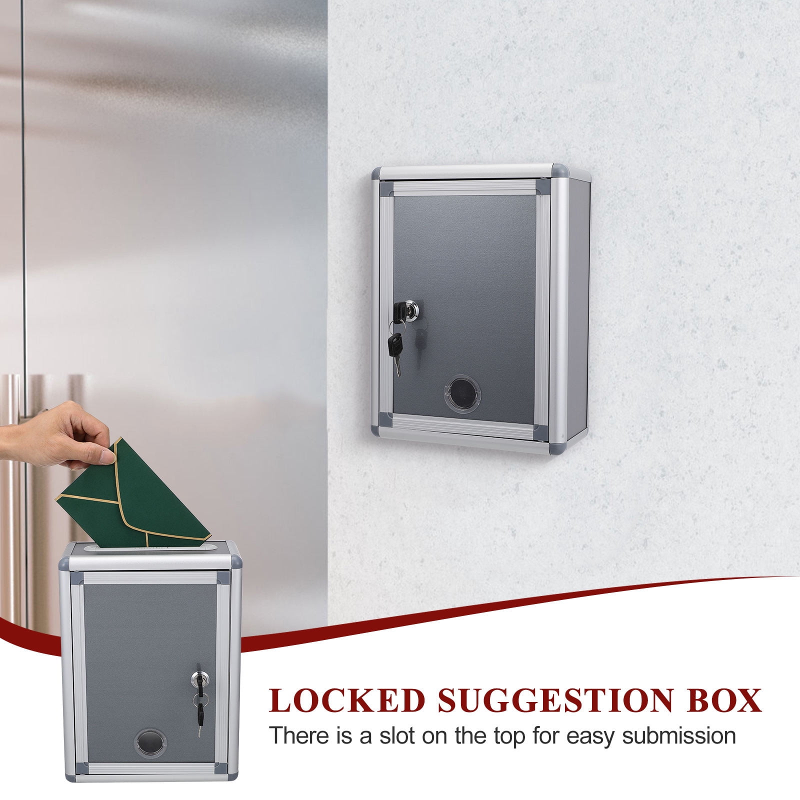 Pawsdot Small Grey Aluminium Alloy Mailbox with Lock Storage Box