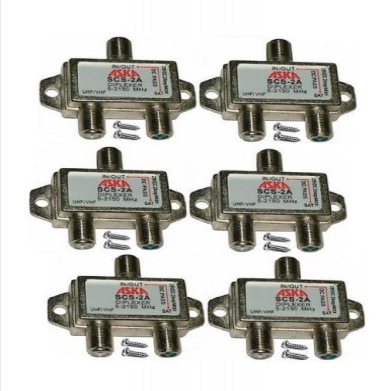 Two Heavy Duty Diplexer 2 Way Splitters Satellite Cable TV Dish Approved