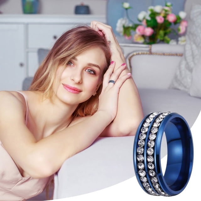 Fiudx Anillo de Aleación, Joyería de Moda con Doble Diamante, Accesorios para Mujer, Estilo Moderno, Regalo para Ella, Tamaño de 2 Cm, Empaque Moderno.