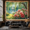 thumbnail image 6 of Garden Pond With Willow Trees and Pink Flowers, Peaceful Cottagecore Style for Garden Lovers, Floral Wall Art, Mother's Day Gift, Tapestry Wall Hanging for Bedroom and Living Room, 6 of 7