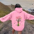 thumbnail image 4 of Women's Crewneck Hooded Sweatshirts Long Sleeve Hoodies Graphic Printed Lightweight Casual Loose Fit Fashion Tops 2025 with Pocket, 4 of 5