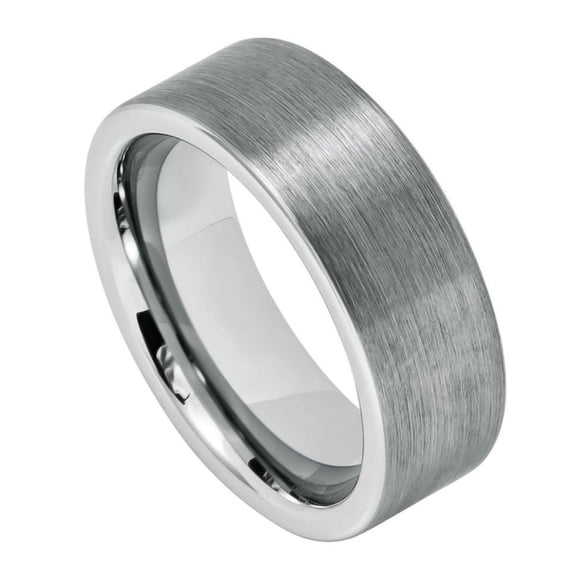 8mm Tungsten Carbide Brushed Pipe Cut RingWedding band Ring for Men and Ladies
