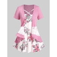 thumbnail image 1 of Conjunto de Tank Top con Estampado de Flor en de Talla Encaje Rosegal Camisetas tallas grandes, 1 of 5