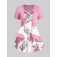 thumbnail image 1 of Conjunto de Tank Top con Estampado de Flor en de Talla Encaje Rosegal Camisetas tallas grandes, 1 of 5