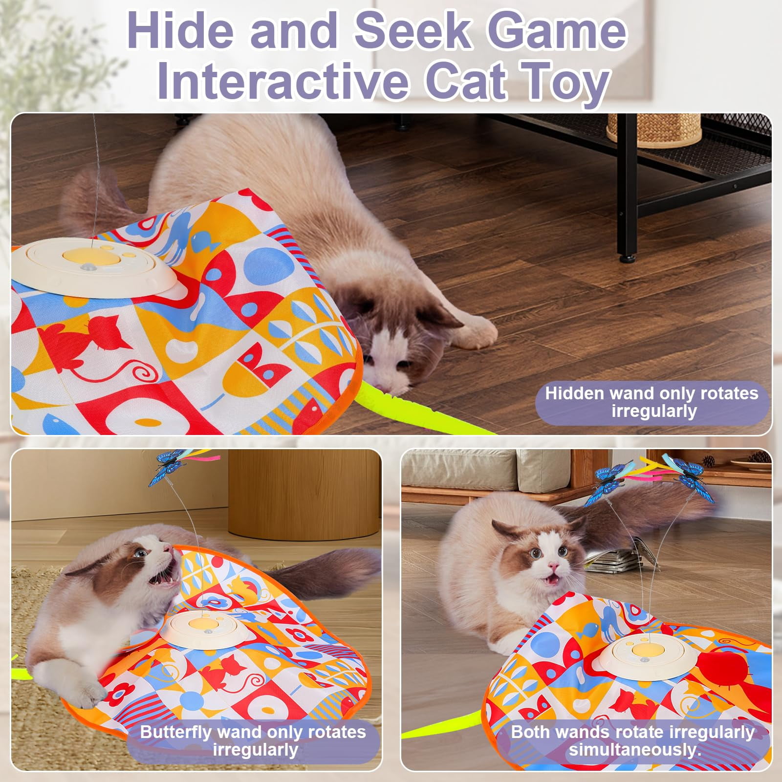 Rechargeable Cat Toys And Seek Game Interactive For Indoor Cats Moving Wand Touch Activated Enrichment Bored Adult Cats(yellow)