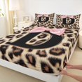 thumbnail image 4 of Erosebridal Leopard Animal Print Full Size Sheets For Girls,Black Letter D Personalized Initial Kids Bed Sheets 4pcs, 4 of 6