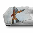 thumbnail image 3 of Fantasy Soft Flannel Fleece Blanket, Astronaut Man Going to Space with Rocket Galactic Journey Science Illustration, Cozy Plush for Indoor and Outdoor Use, 70" x 90", Orange Grey Red, by Ambesonne, 3 of 6