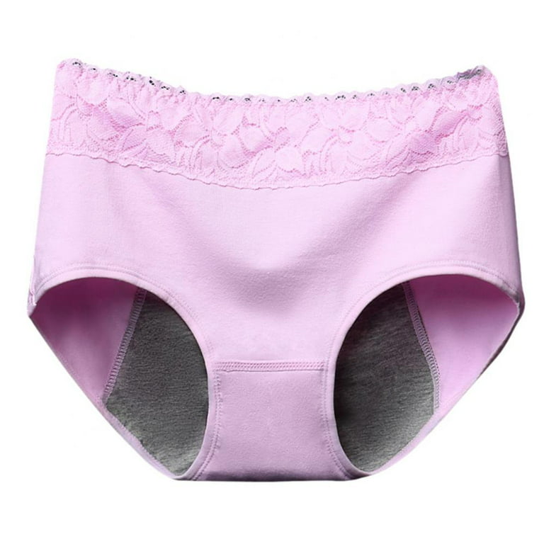 Popvcly 3Pack Menstrual Period Breathable Double-Layer Cotton Bottom Crotch  Seamless Lace Panties Physiological Leakproof Briefs ,Pink,M