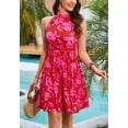 thumbnail image 4 of Floral Print Halter Neck Ruffle Tiered Dress Above Knee Length, 4 of 5