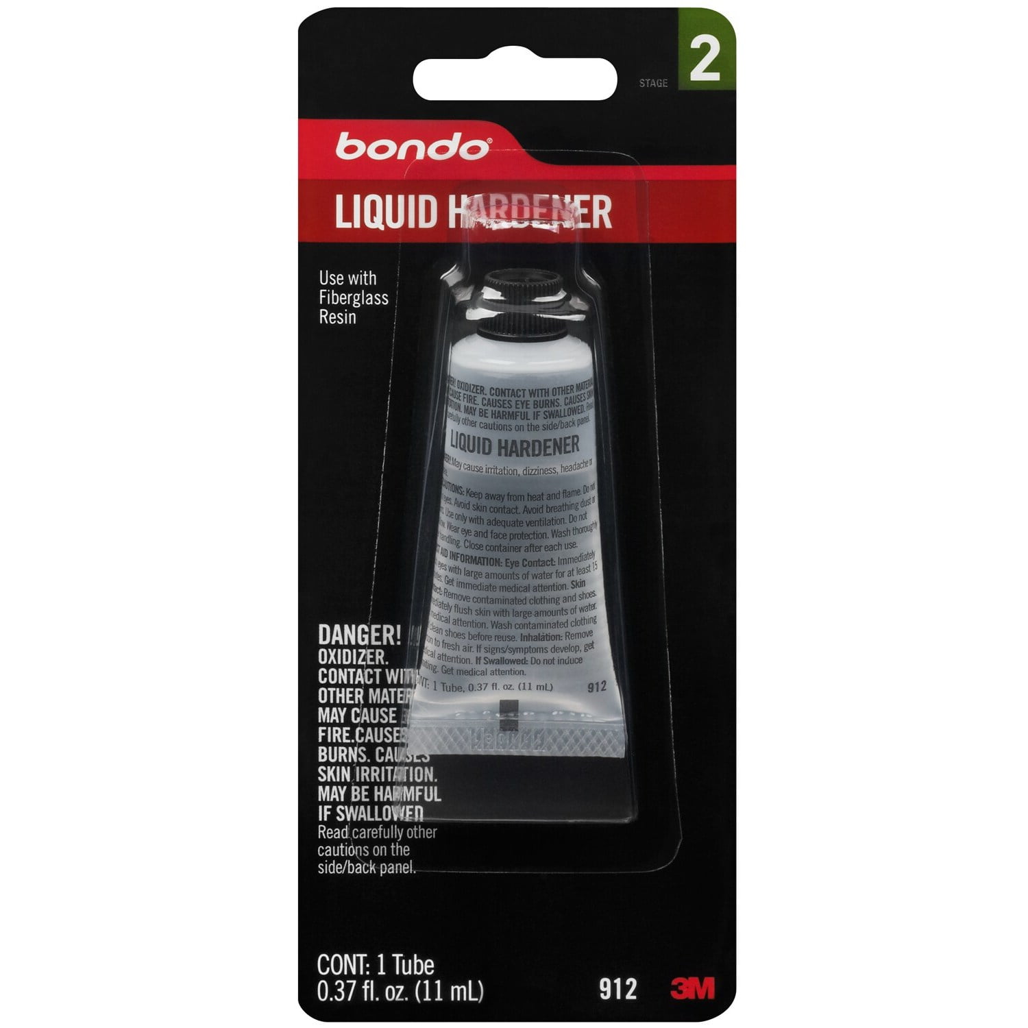 (2 pack) 3M Bondo Body Fillter, Liquid Hardener, B56912, Automotive, Garage, Dock, .37 oz, 1 Tube