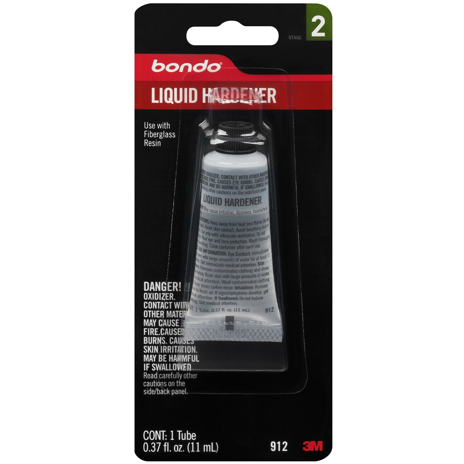 3M Bondo Body Fillter, Liquid Hardener, B56912, Automotive, Garage, Dock, .37 oz, 1 Tube