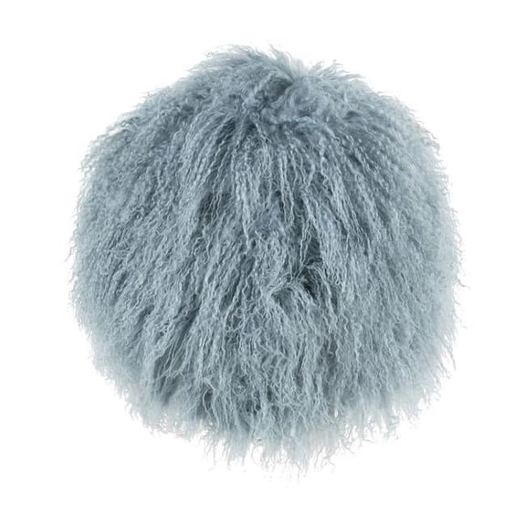 MDR Trading Inc. HU-MUDM16YXSBOP Sea Blue Round Mongolian Lamb Fur With 100% Polyester Insert Pillow