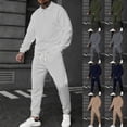 thumbnail image 1 of Sentmoon Mens Track Suits 2 Piece Set Jogging Pants Men Clothes Men Solid-Color Casual Loose Sports Corduroy Pocket Drawstring Long Pants Button Long Sleeve Turndown Collar Top Sets, 1 of 7