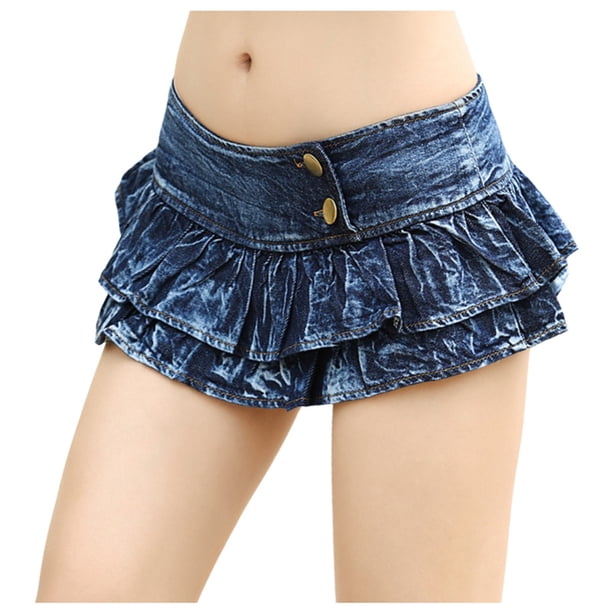 Minifalda de cintura ultra baja para mujer - Falda sexy para salir de fiesta, poliéster y algodón, tallas S-L, ropa para bailar en discotecas