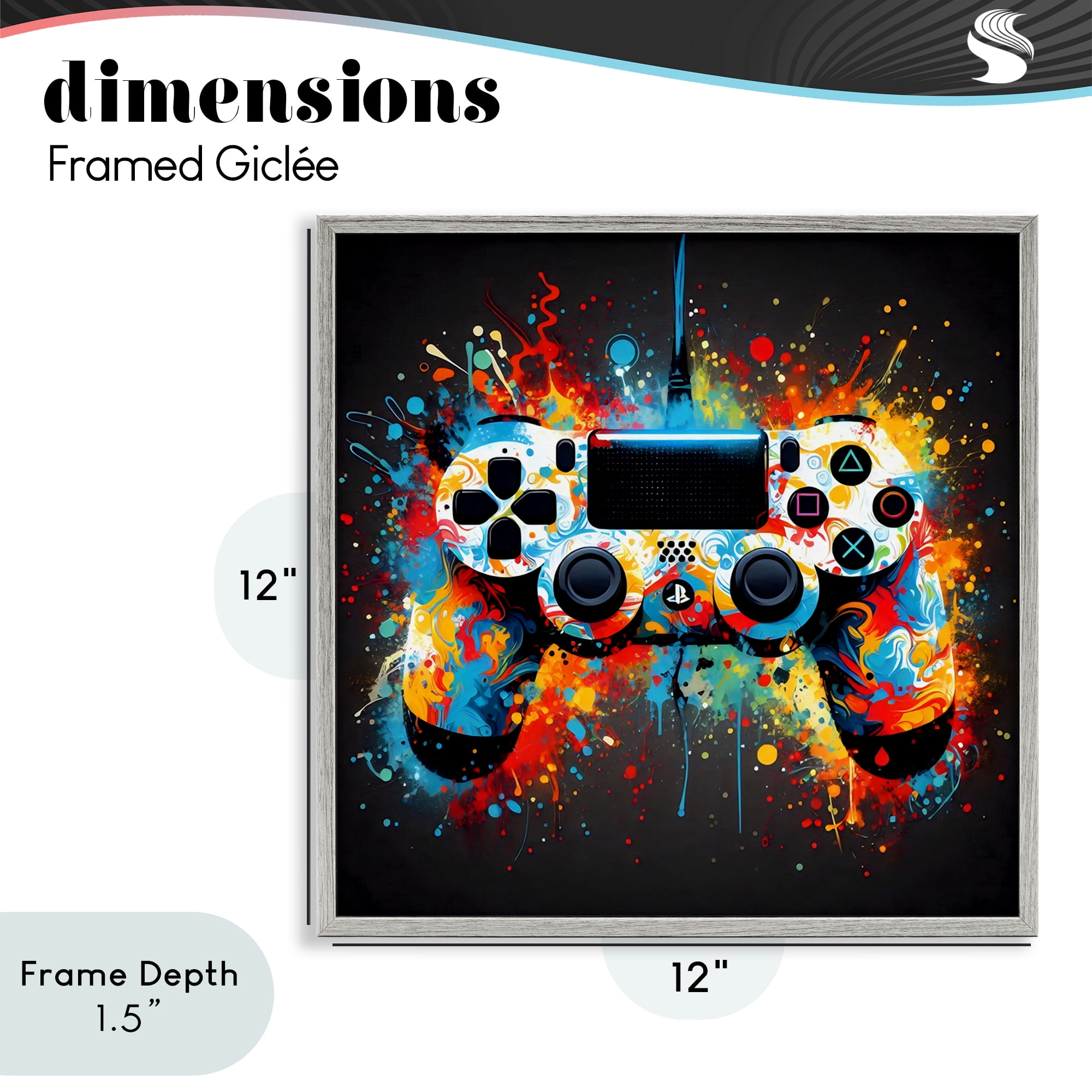 Stupell Industries Colorful Controller Swirl Gray Framed Giclee Art, design by Creative Studio