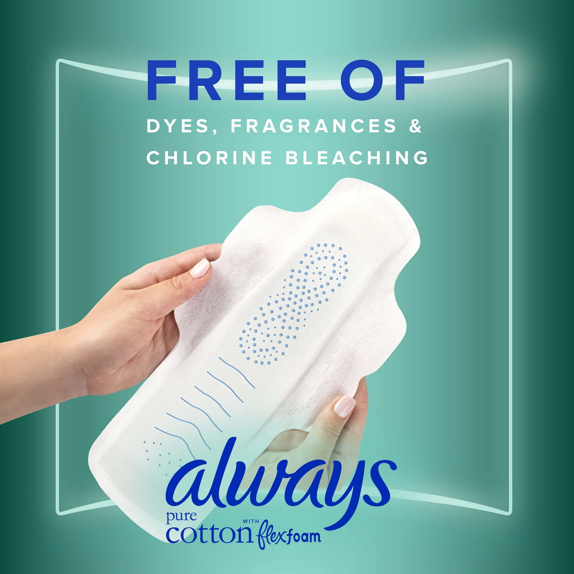 Always Pure Cotton Feminine Pads With Wings, Size 5, Extra Heavy Overnight Absorbency 18 CT ( 2 Pack )