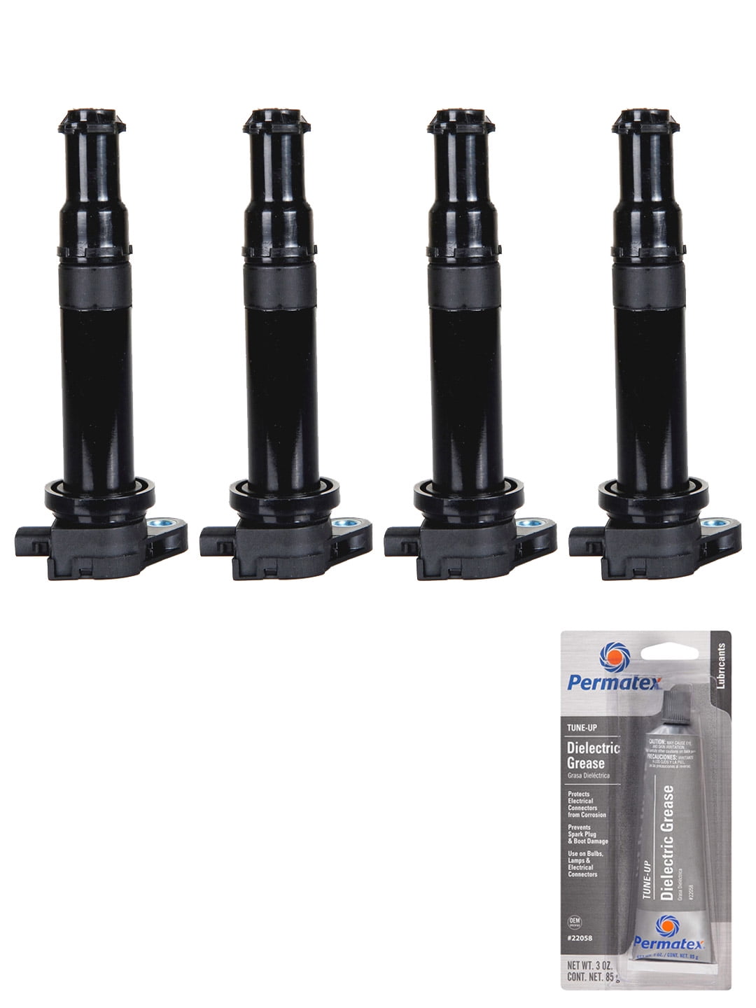 Set of 4 Ignition Coils and Permatex 22058 Dielectric TuneUp Grease