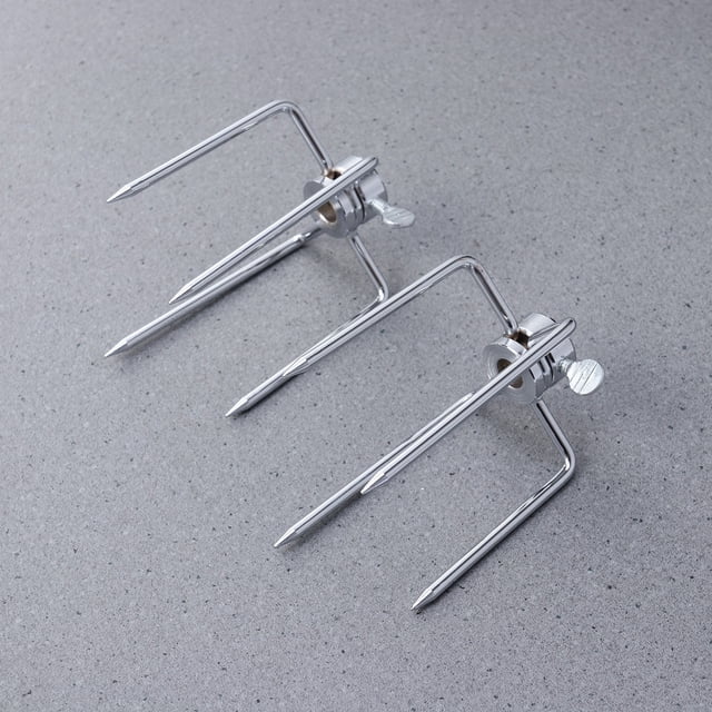 WESIEVYA 1 Pair Stainless Steel Bbq Barbecue Tool Rotisserie Meat Forks For Adults Grilling Utensil Set 4.9*2.8*2.6In