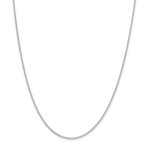 White Sterling Silver chain Cable Diamond-cut 16 in 1.5 mm