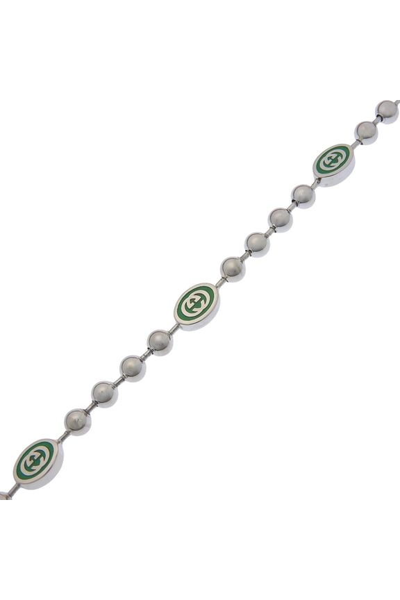 Pre-Owned Gucci Interlocking Bracelet, Ball Chain, Sterling Silver 925, Approx. 15.3g, Unisex
