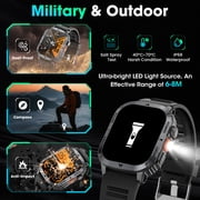 Haulvean 2.01-inch Military Smart Watches for Men with IP68 Waterproof/Answer/Make Calls/100+ Sport Modes, Outdoor Sports Fitness Tracker Watch fits for Android and Iphone Devices (Black)