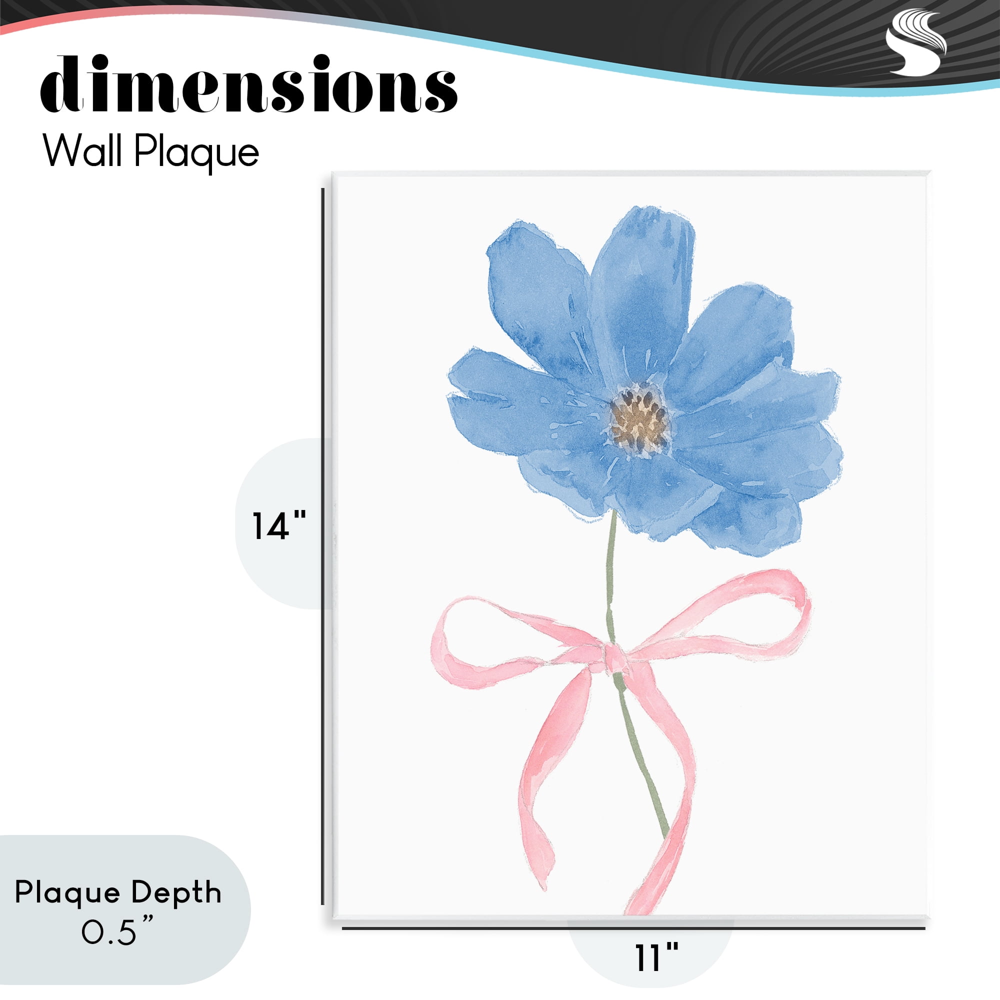 Stupell Industries Blue Bow Bloom Wall Plaque Art, design by Lucille Price