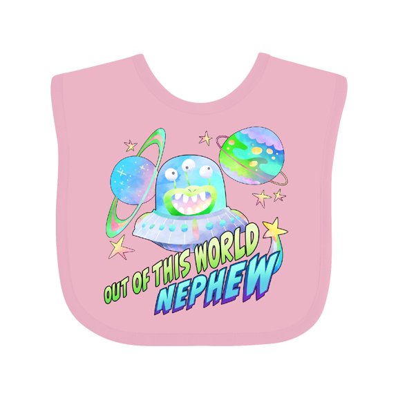 Inktastic Out of This World Nephew Cute Alien in Outer Space Boys Baby Bib