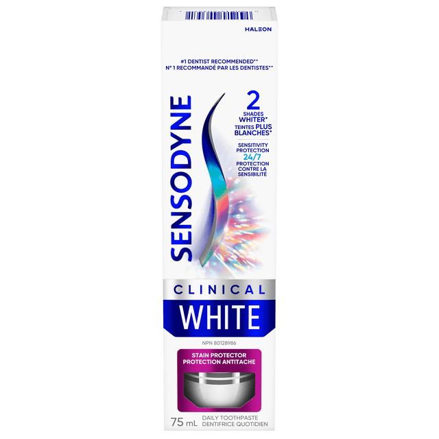 Sensodyne Clinical White Mint Toothpaste for Sensitive Teeth, Stain Protector