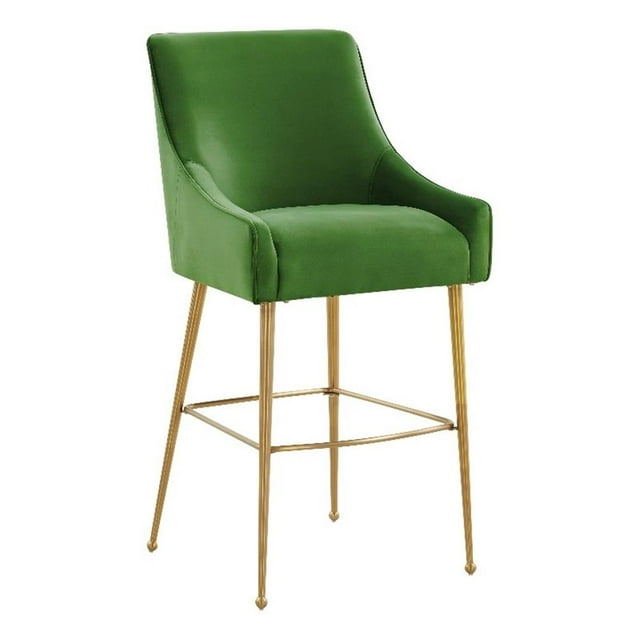 TOV Furniture Beatrix Tabouret de Bar en Velours Vert - Pattes Dorées
